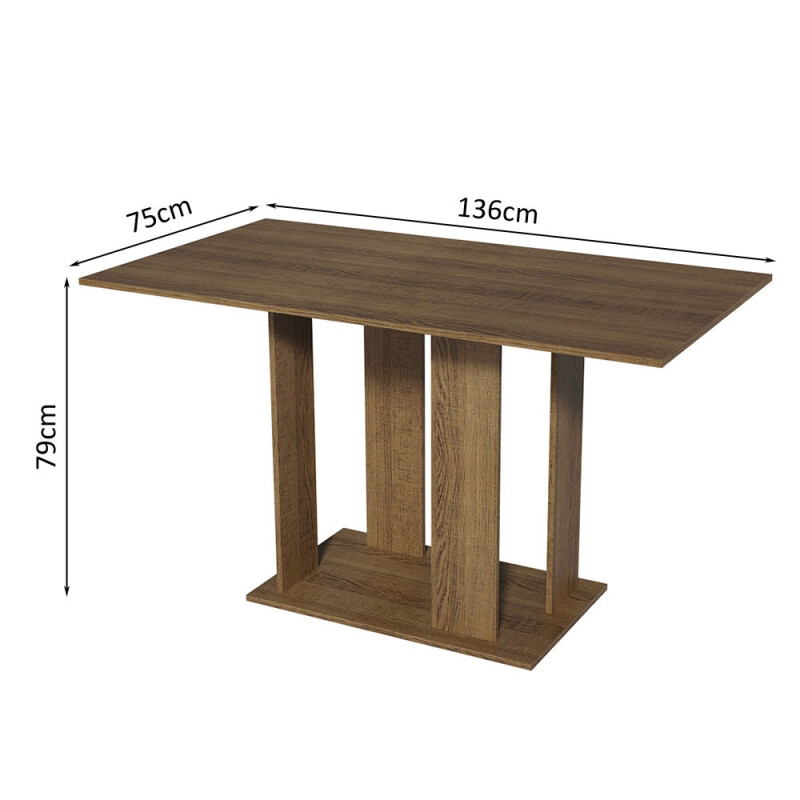 Juego De Comedor 6 Sillas Tapizadas Mesa De Living Rustico Marrón
