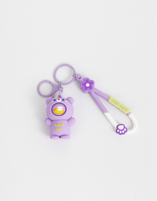 Llavero Lúdico Llavero Y Charm De Osito Con Tag - Violeta Lila