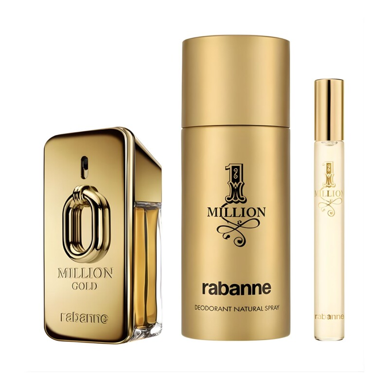 Set Perfume Rabanne Million Gold For Him Int EDP 50ml + 10ml + Deo 150ml Para Hombre Set Perfume Rabanne Million Gold For Him Int EDP 50ml + 10ml + Deo 150ml Para Hombre