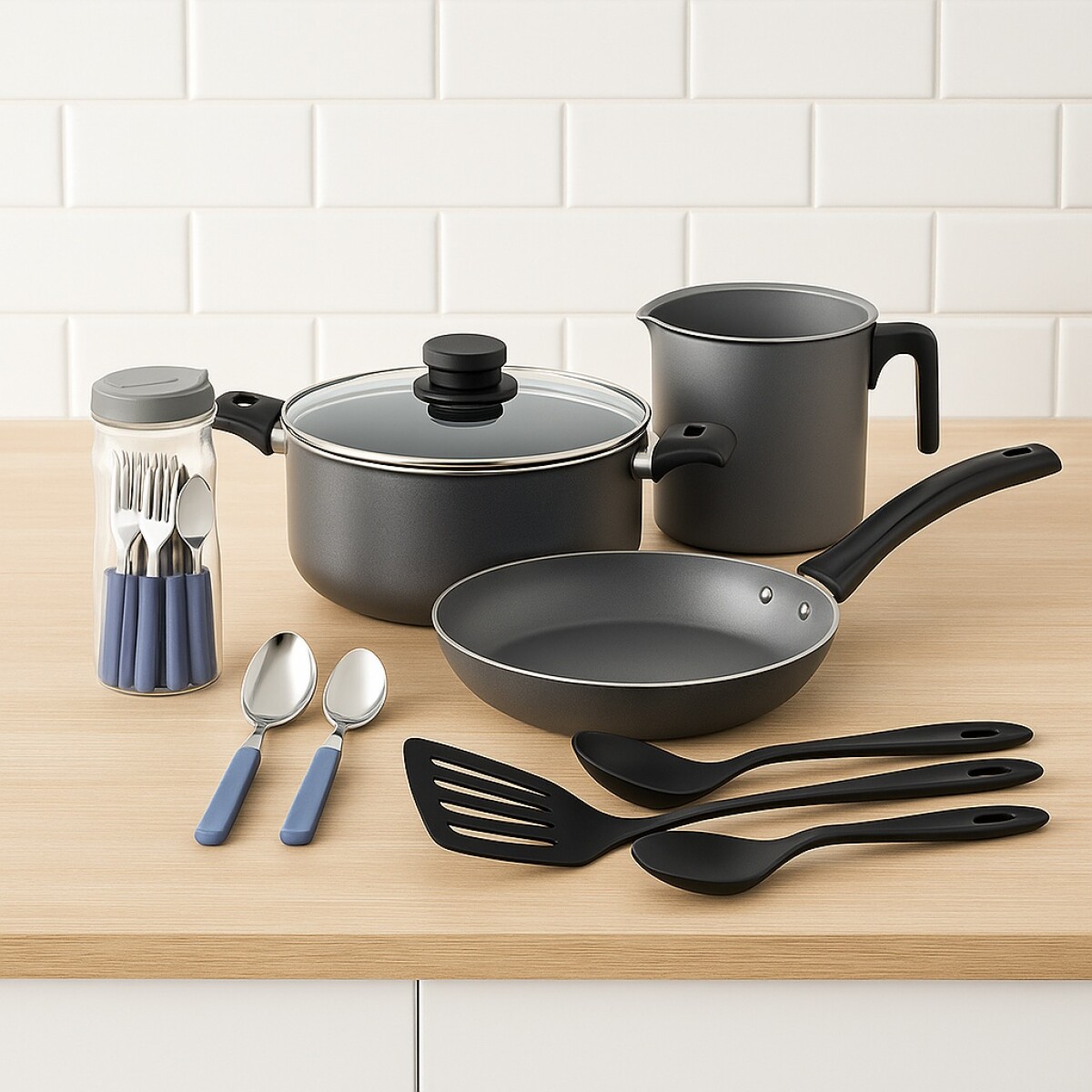 BATERIA DE COCINA TRAMONTINA 24 PIEZAS - NEGRO 