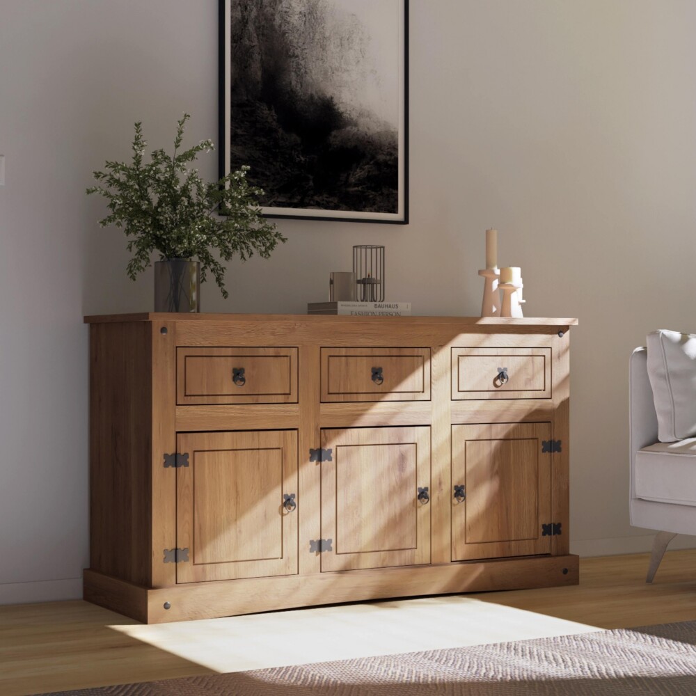 Aparador Bargueño Linea Mexicana Madera Maciza Oscuro