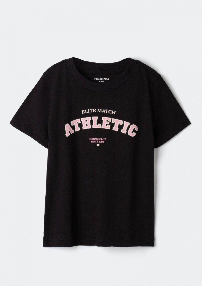 CAMISETA BÁSICA INFANTIL CON ESTAMPA - NEGRO 