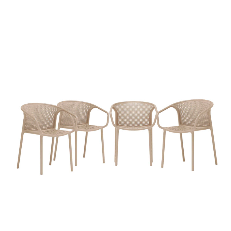 Set de 4 Sillas de jardin exterior diseño Taupe Set de 4 Sillas de jardin exterior diseño Taupe