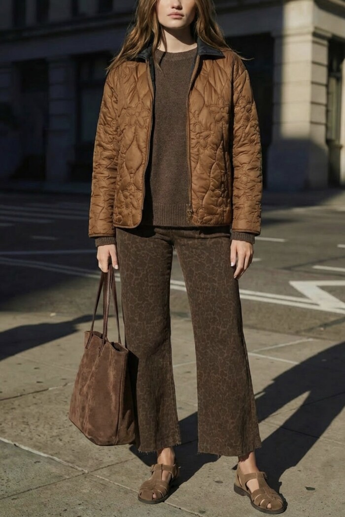 Campera Capitoneada Flores Chocolate