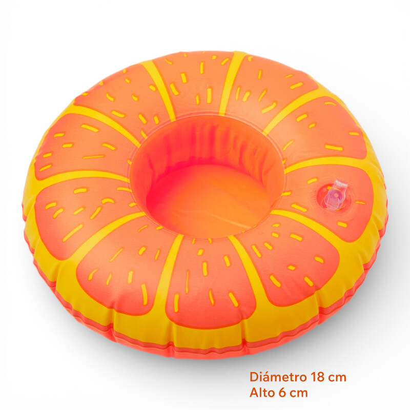 Inflable Posa Vaso Bebida Para Piscina Variedad Diseños Naranja