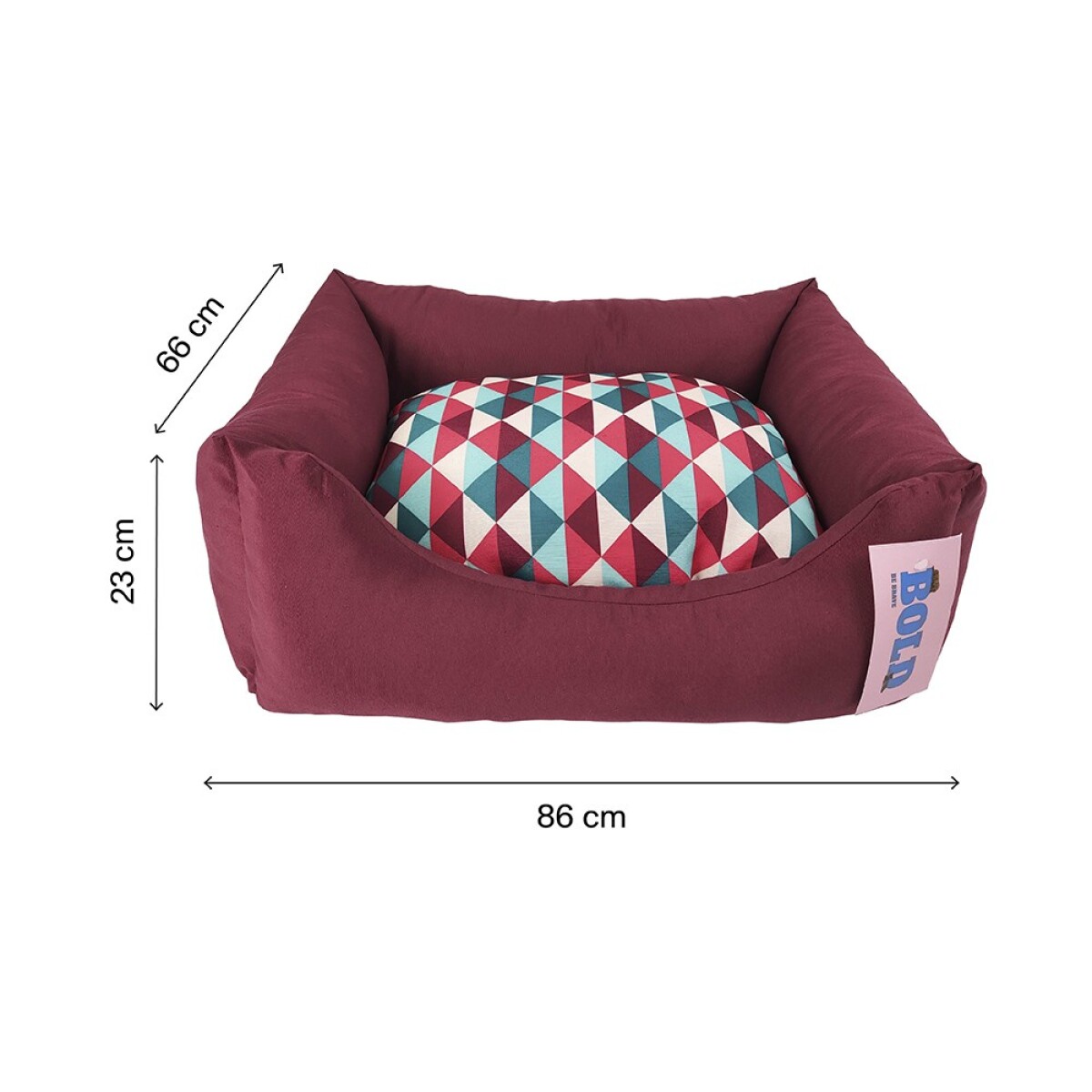 BOLD DOG BED NEO BURGUNDY GEOMETRIC 86X66X23CM 