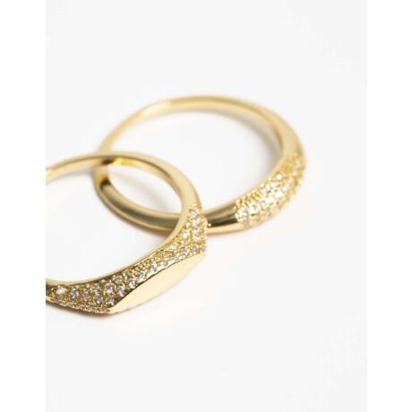 Set De Anillos Con Cubic Zirconia Dorado