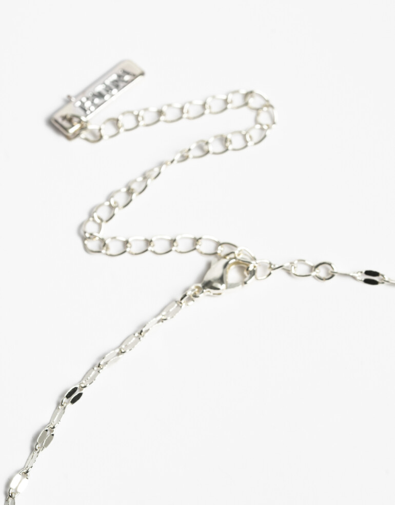 Cadena Corta con Dije Cubic zirconia Collar Con Charms De Cubic Zirconia - Plateado