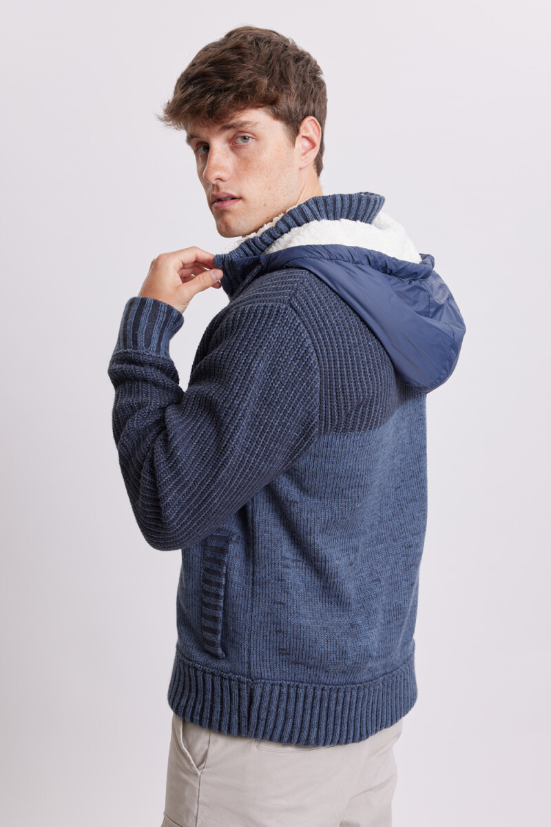 Campera tejida con corderito Azul marino