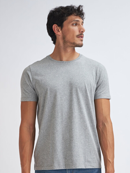 Remera manga corta cuello redondo Gris Claro Melange