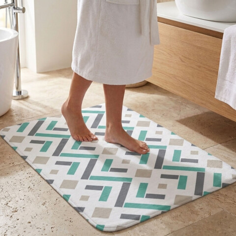 Alfombra Baño con Memoria Home Class 40x60 283 ROMBOS PETROLEO