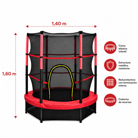 Trampolin Cama Elastica 1.40 Mts Con Red Proteccion Rojo