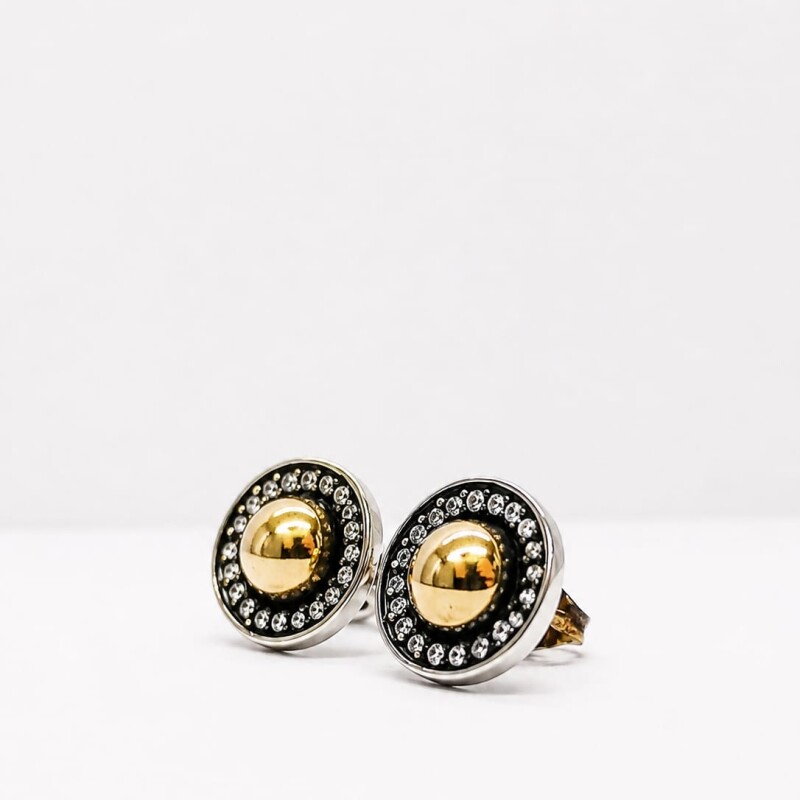 Caravanas en plata y oro con zirconias Caravanas en plata y oro con zirconias