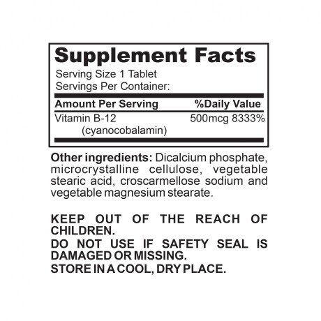 Saturn Supplements Vitamina B12 MCG 100 tablets Saturn Supplements Vitamina B12 MCG 100 tablets