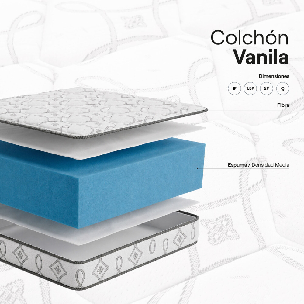 COLCHÓN 1 PLAZA ESPUMA BLANCO VANILA