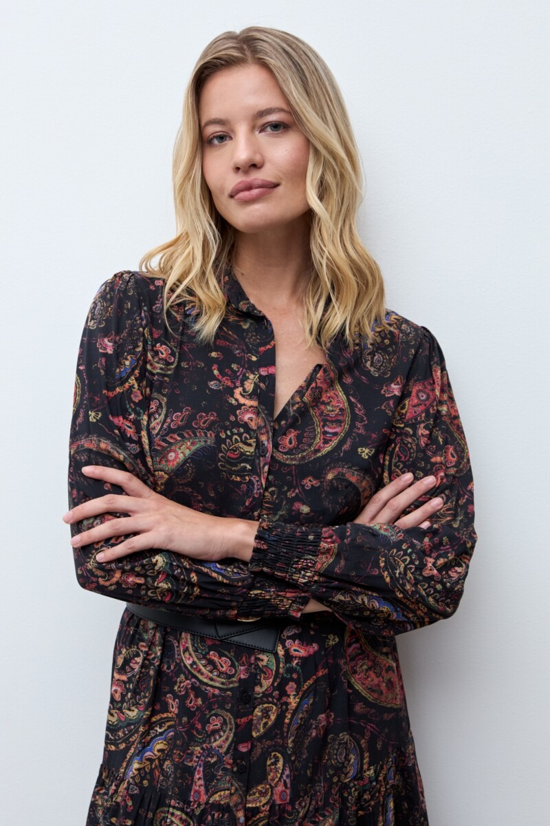 Vestido estampado boho negro