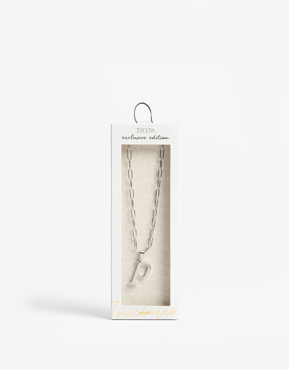 Collar De Acero Con Inicial P 