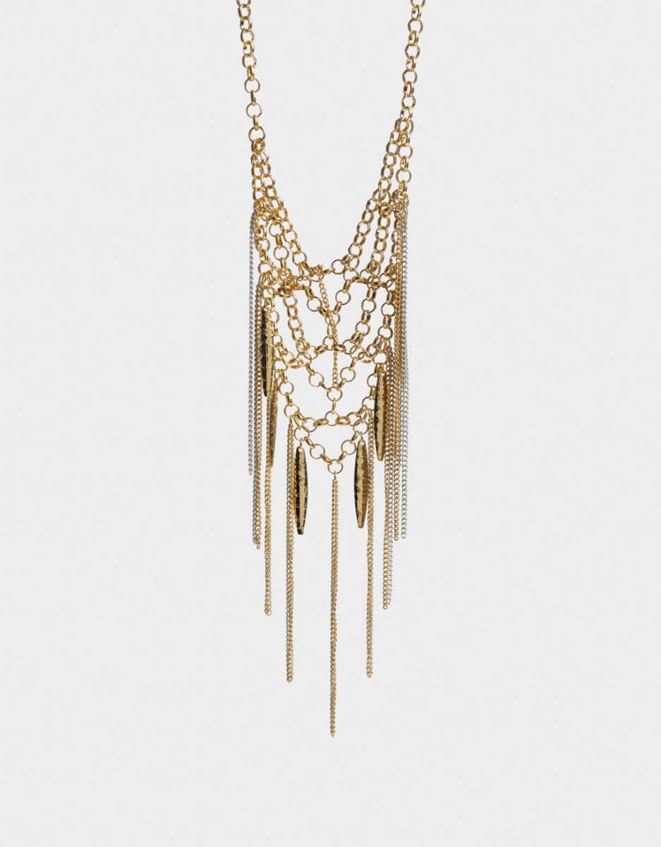 Collar Largo Con Malla De Cadenas 