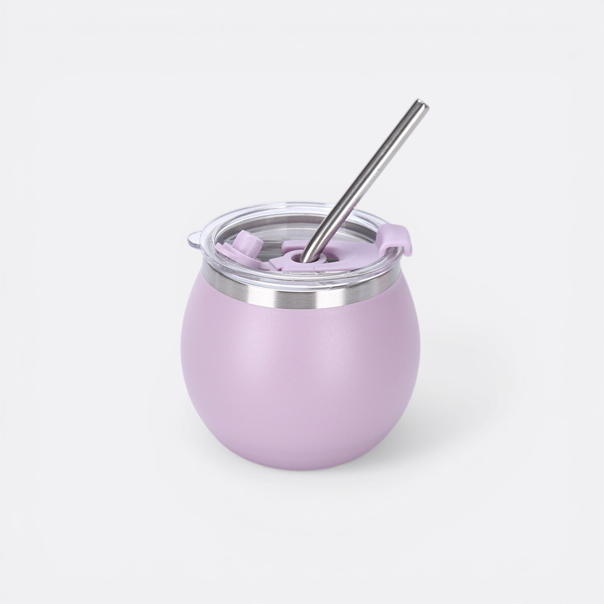 Mate Metálico Más Bombilla Diseño Liso Color - Lavanda 