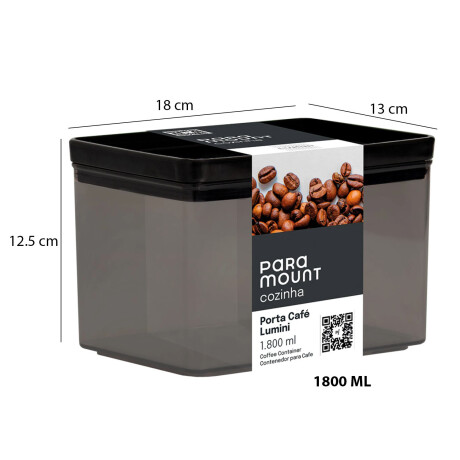 Frasco Pote Porta Café Rectangular Hermético Lumini 1800ML Negro