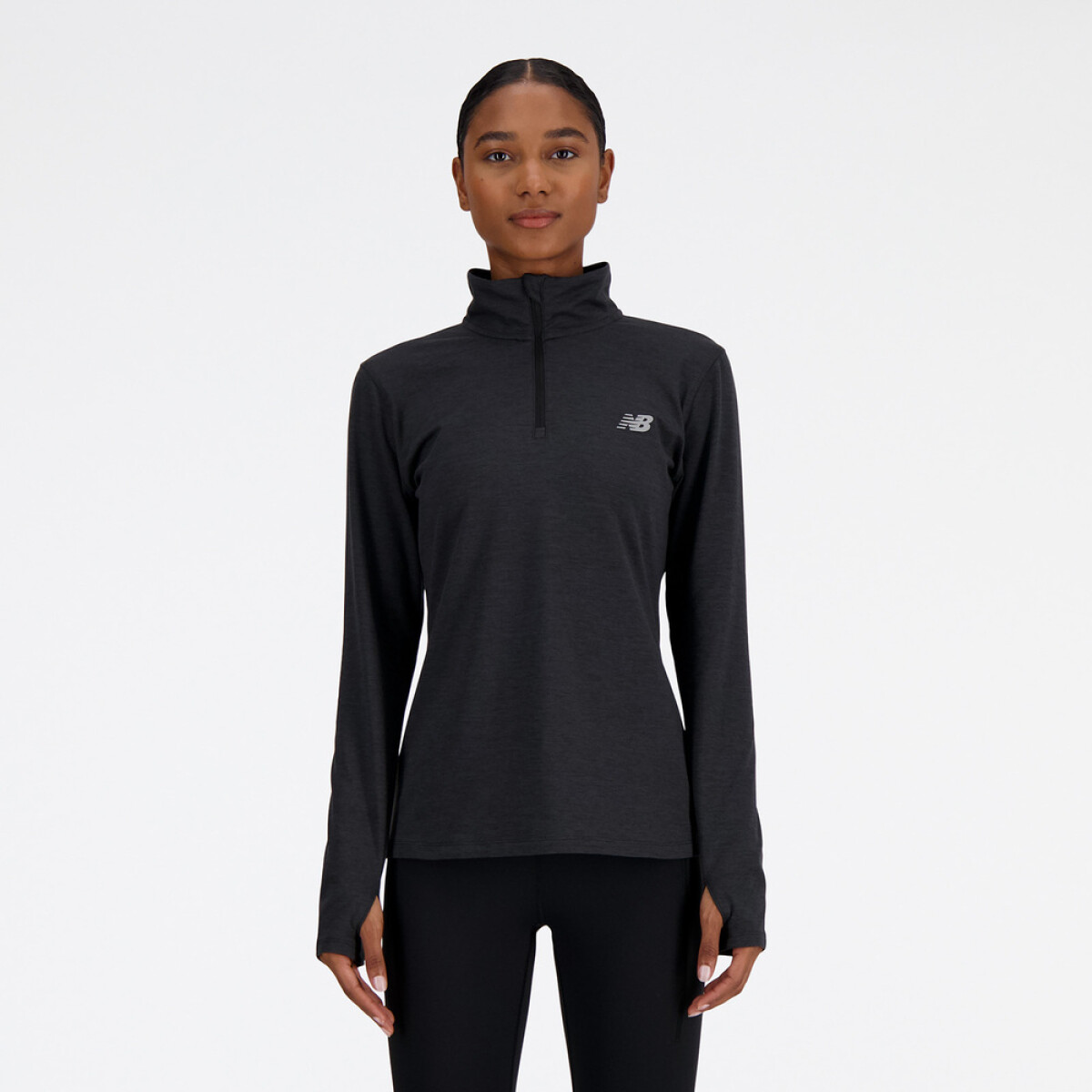 Casaca Training Sport Essentials Space Dye Quarter Zip Mujer - Black 