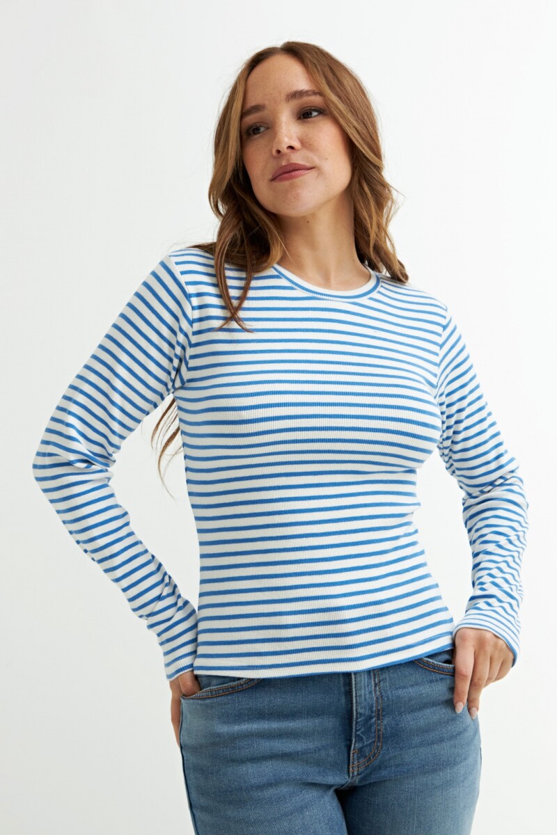 Remera cuello a la base - Azul 