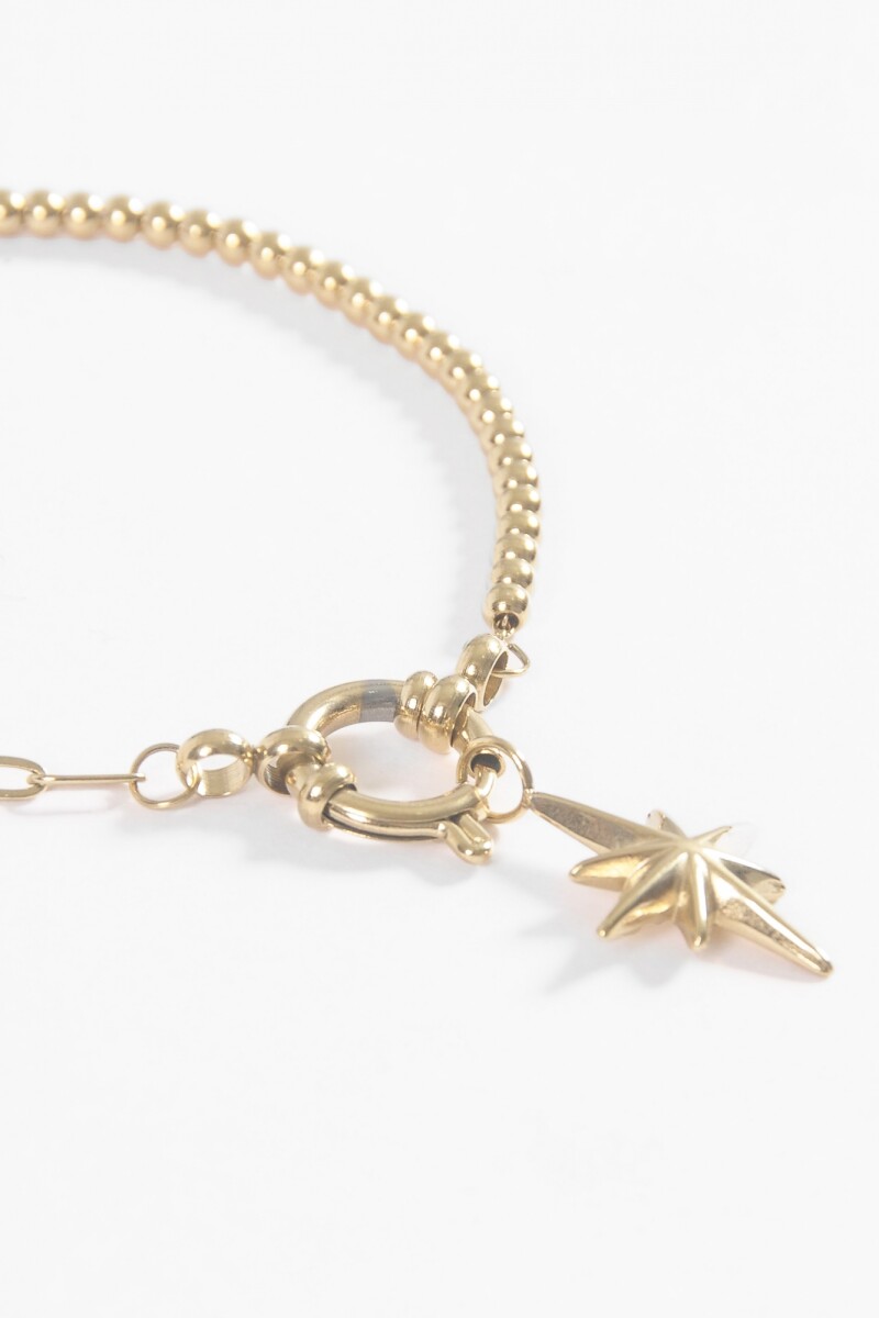 Pulsera acero dije estrella dorado