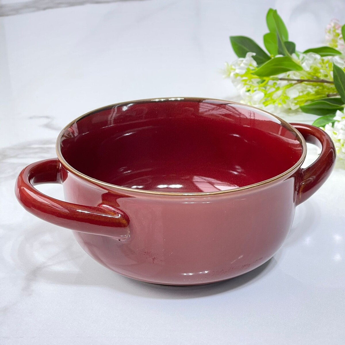 Bowl Ceramica Consome Con Asas Alto 8cm x Ø 17cm 