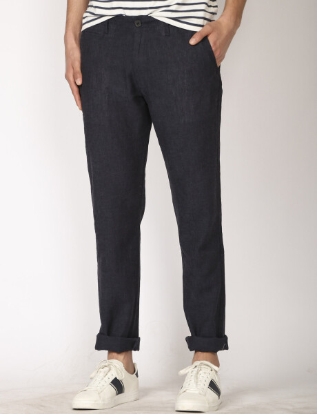 080707 PANTALÓN LINO HARRY Azul Oscuro