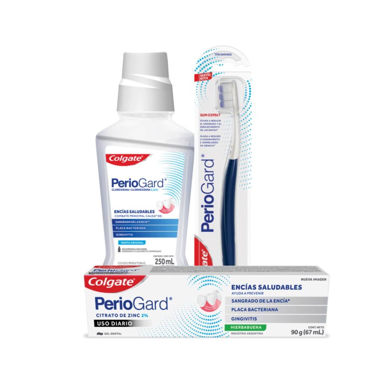 Kit Colgate PerioGard Enjuague 250ml Cepillo y Pasta Dental 90g + Neceser 