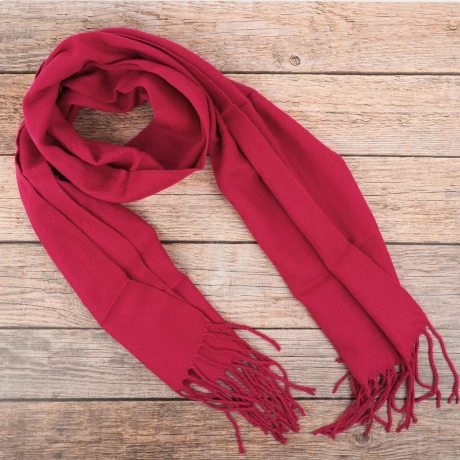 Pashmina de lanilla lisa con flecos Pashmina de lanilla lisa con flecos