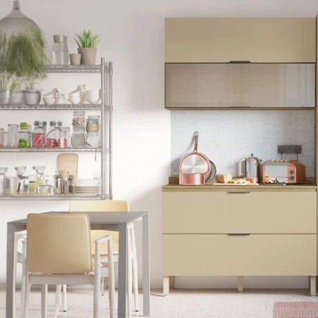 Modulo Bajo Mesada Para Cocina C/Tapa Dos Olleros De 120 cms. GAMAS DE BEIGE