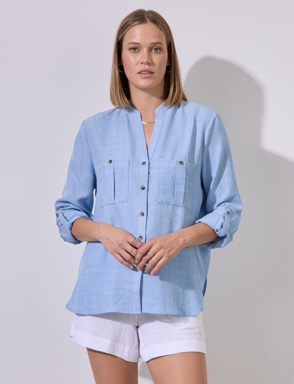 Blusa Bolsillos CELESTE