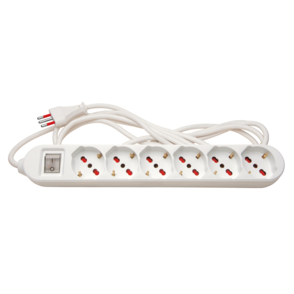 Alargue 3L con 6 tomas schuko c/ int. 10m blanco - E18268 