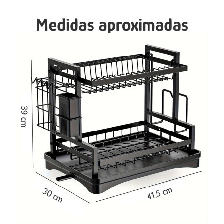 Escurridor De Platos 2 Pisos Drenaje Automatico Metálico Negro