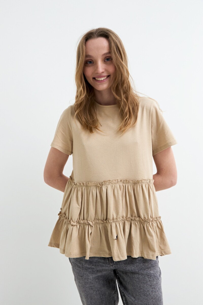 Remera con volados - Khaki 
