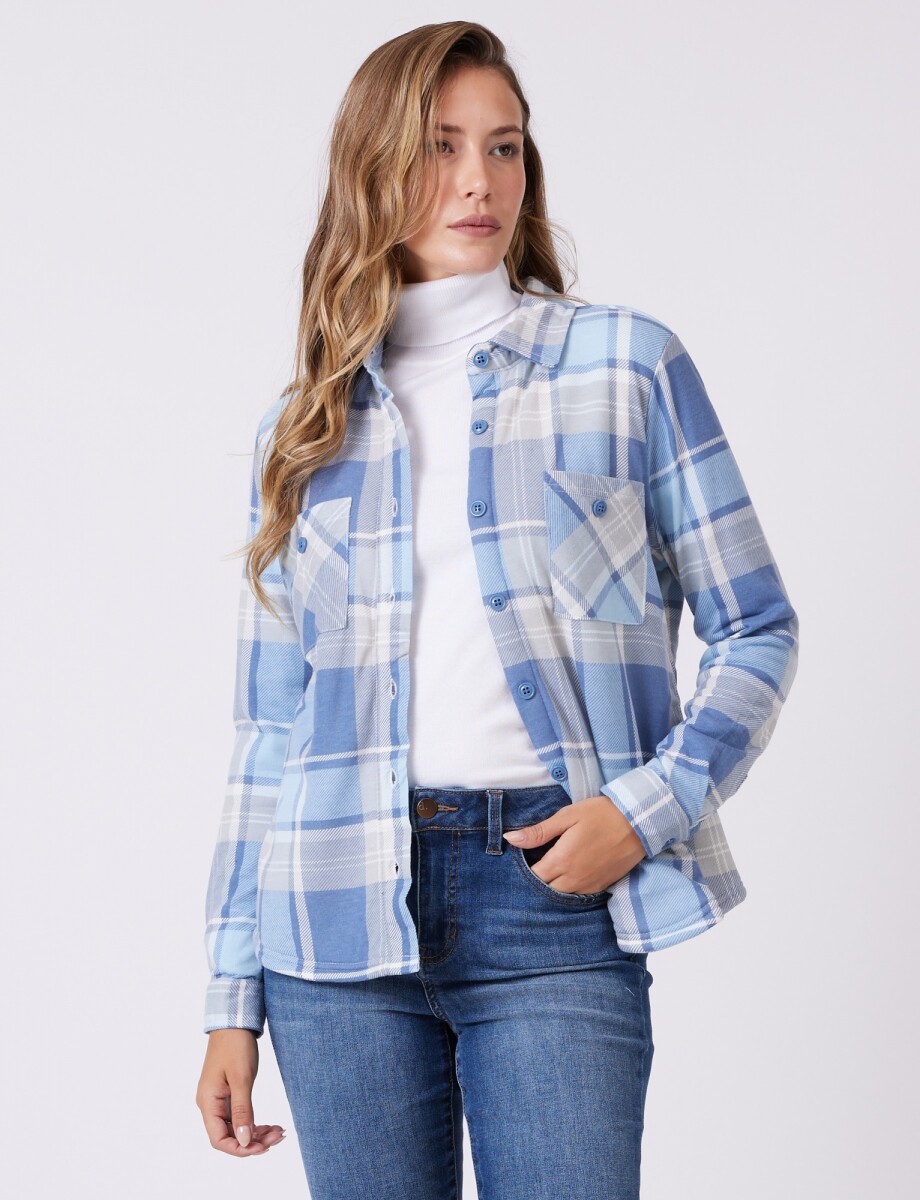 Sobrecamisa Soft Cuadros - Celeste/multi 