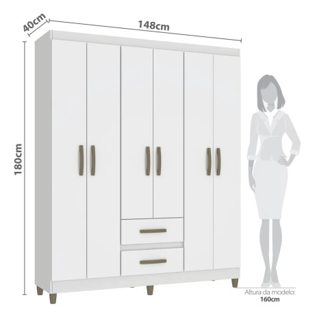 ROPERO 6 PUERTAS 2 CAJONES GUARDARROPA ARMARIO CLÓSET PLACARD BLANCO