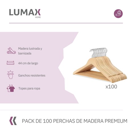 Percha de madera x 100 resistente Percha de madera x 100 resistente