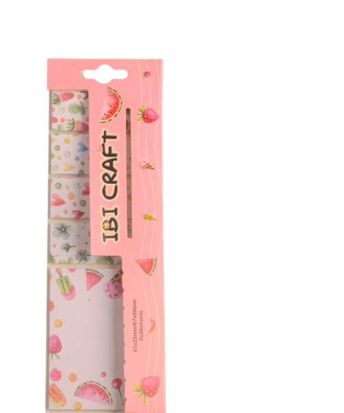 Pack x 5 blocs de notas autoadh.removibles ibi craft, fantasía fruits, hearts & Pack x 5 blocs de notas autoadh.removibles ibi craft, fantasía fruits, hearts &