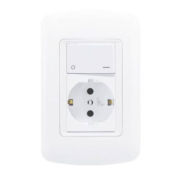 PLAQUETA INTERRUPTOR BIPOLAR + SHUCKO BLANCO MOLVENO Plaqueta Interruptor Bipolar + Shucko Blanco Molveno