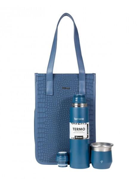 Kit Completo Bala + Matera Bolsito Croco Azul