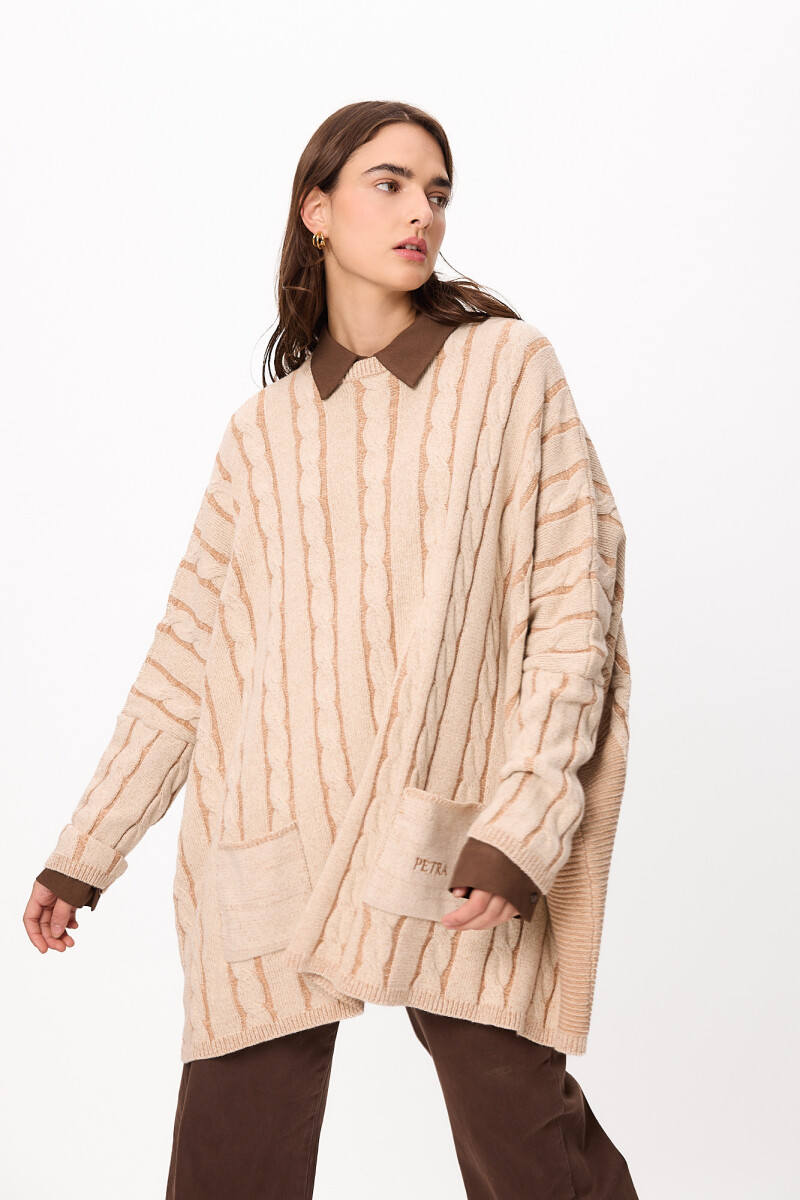 Sweater Lana Oceano - Crudo/Camel 