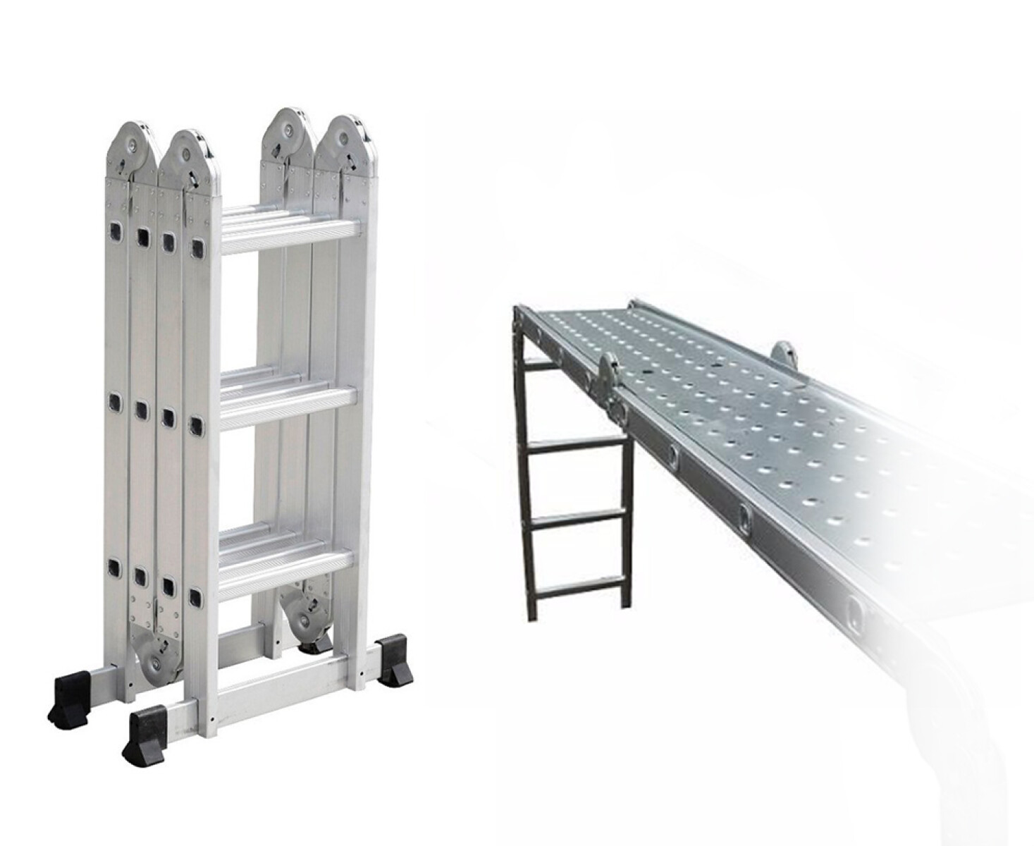 Escalera Andamio Aluminio 4.4MTS 16 Escalones + Chapones 
