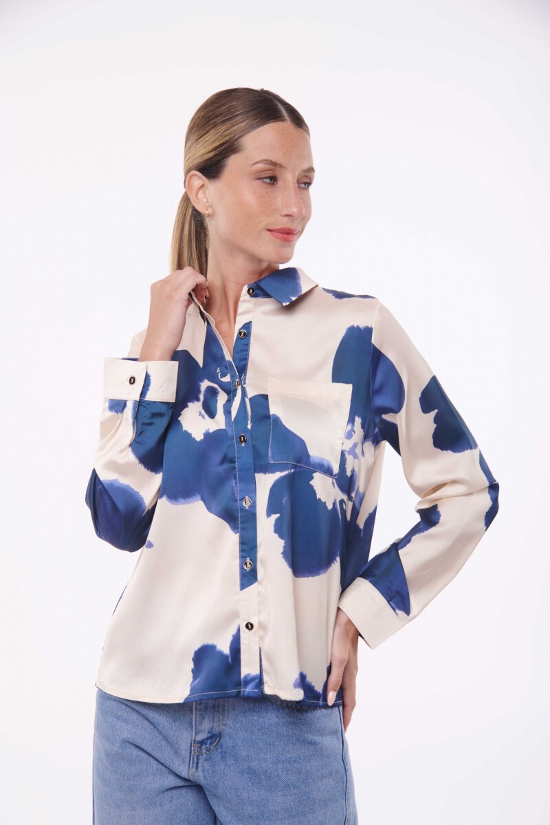 CAMISA CASANDRA ESTAMPADO FLORES AZULES