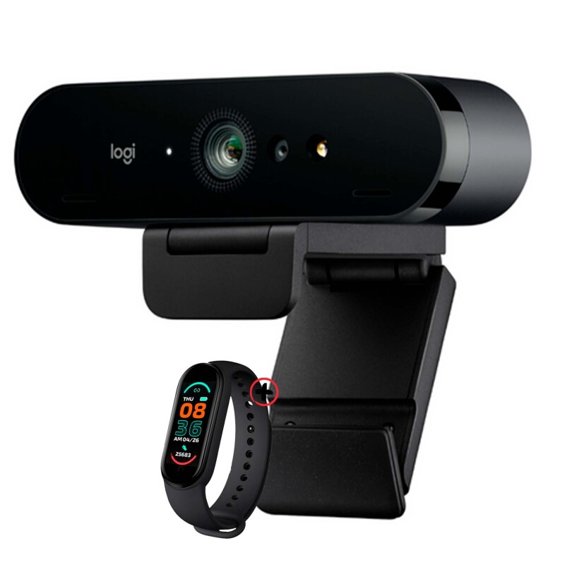 Cámara Web Logitech Brio 4k 90fps 13mpx Zoom 5x + Smartwatch — Black Dog