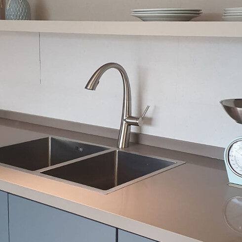 GRIFERIA GRIFO COCINA MESADA BRUSH NICKEL LINEA LISBOA GRIS-BRUSHED NICKEL