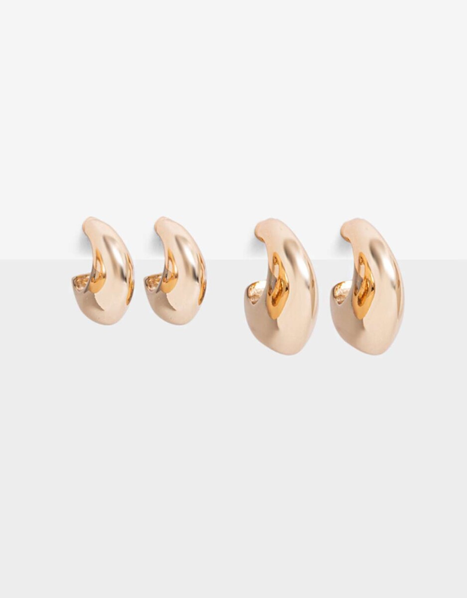 Set De Aros Bañado En Oro - Dorado 