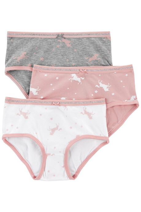 Pack tres bombachas de algodón, diseño unicornio Pack tres bombachas de algodón, diseño unicornio