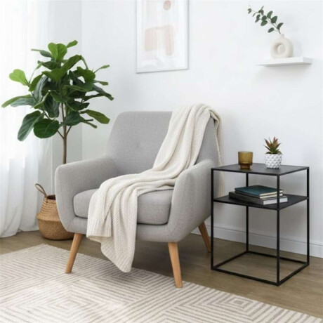 Mesa Aux 2 Niveles 375X375X505Cm Metal Negro